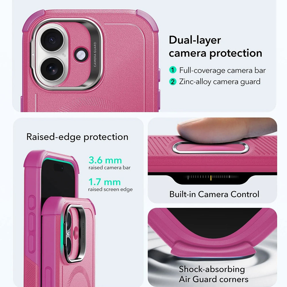 MagSafe-kotelo Apple iPhone 17:lle, ESR, Cyber Armor Kickstand, Pinkki