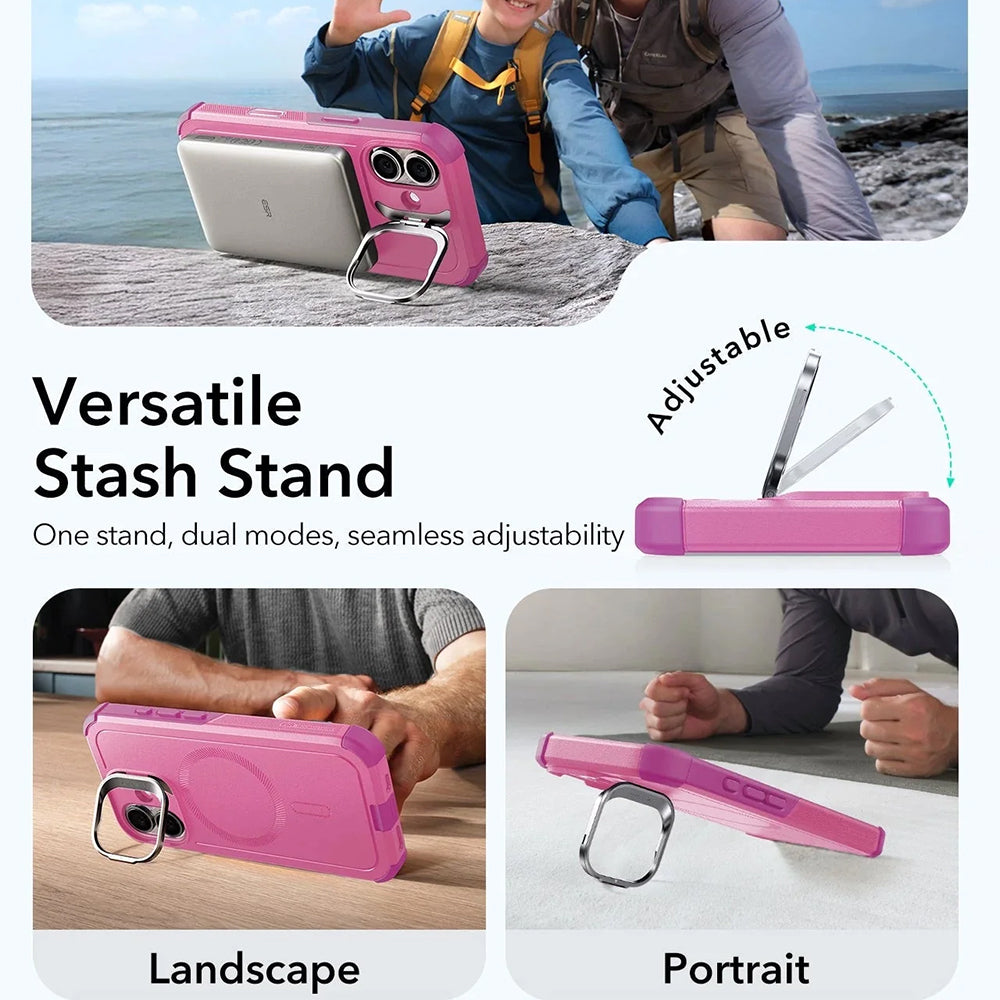MagSafe-kotelo Apple iPhone 17:lle, ESR, Cyber Armor Kickstand, Pinkki