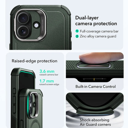 MagSafe-kotelo Apple iPhone 17:lle, ESR, Cyber Armor Kickstand, Vihreä