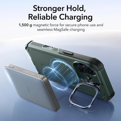 MagSafe-kotelo Apple iPhone 17:lle, ESR, Cyber Armor Kickstand, Vihreä