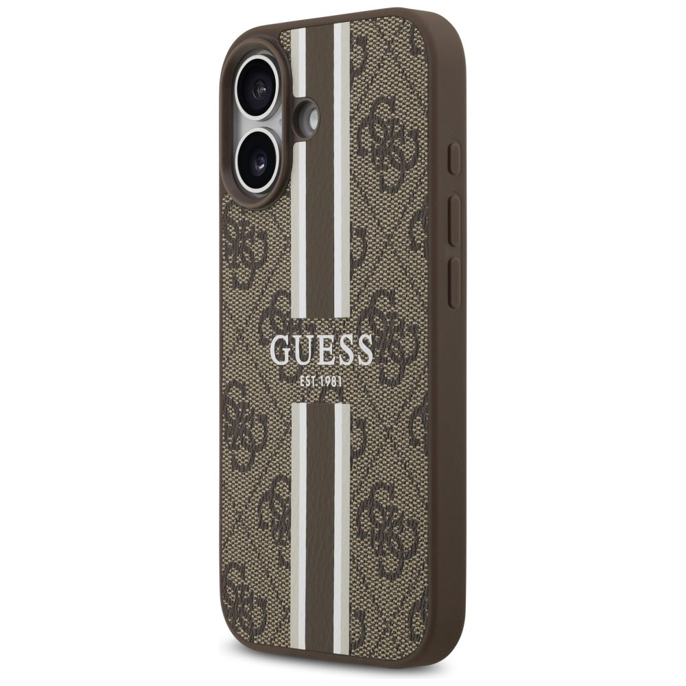 MagSafe-kotelo Apple iPhone 17:lle, Guess, 4G Printed Stripes, Ruskea