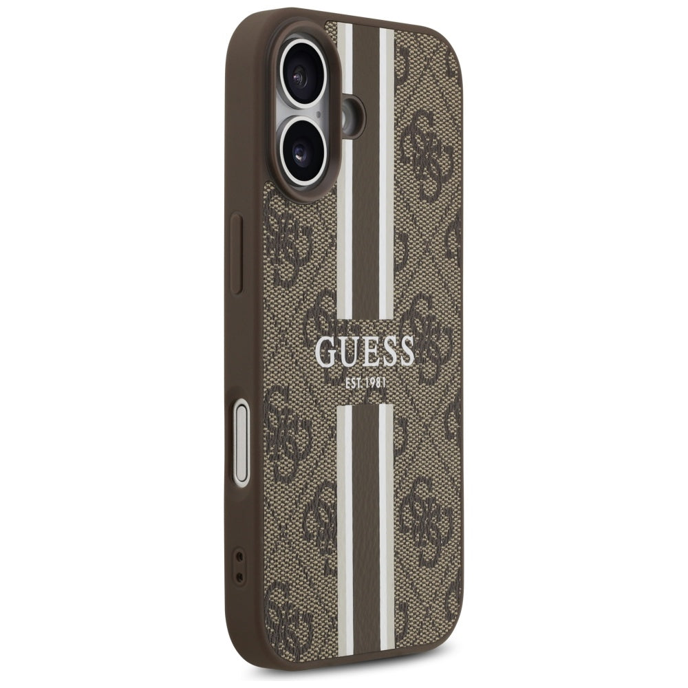 MagSafe-kotelo Apple iPhone 17:lle, Guess, 4G Printed Stripes, Ruskea