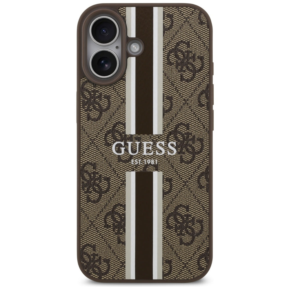 MagSafe-kotelo Apple iPhone 17:lle, Guess, 4G Printed Stripes, Ruskea