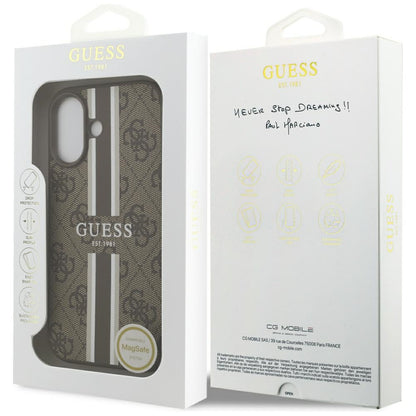 MagSafe-kotelo Apple iPhone 17:lle, Guess, 4G Printed Stripes, Ruskea