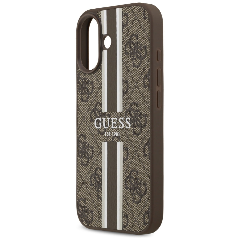 MagSafe-kotelo Apple iPhone 17:lle, Guess, 4G Printed Stripes, Ruskea