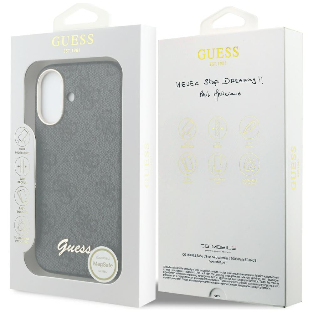 MagSafe-kotelo Apple iPhone 17:lle, Guess, 4G Script Logo, Musta