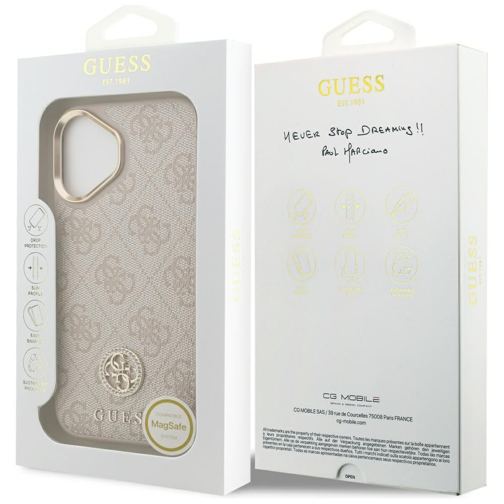 MagSafe-kotelo Apple iPhone 17:lle, Guess, 4G Strass -logo, Pinkki