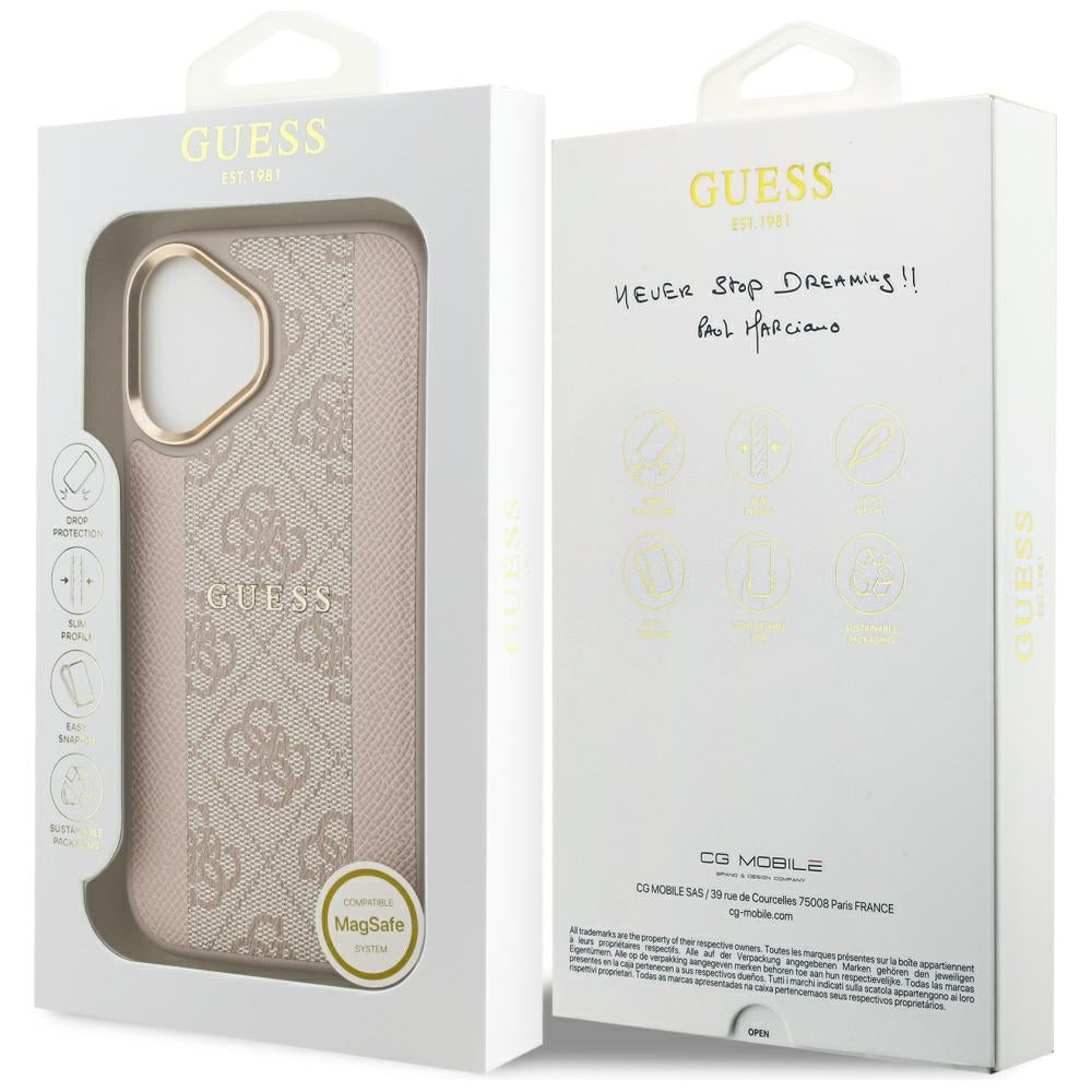MagSafe-kotelo Apple iPhone 17:lle, Guess, 4G Stripe, Pinkki