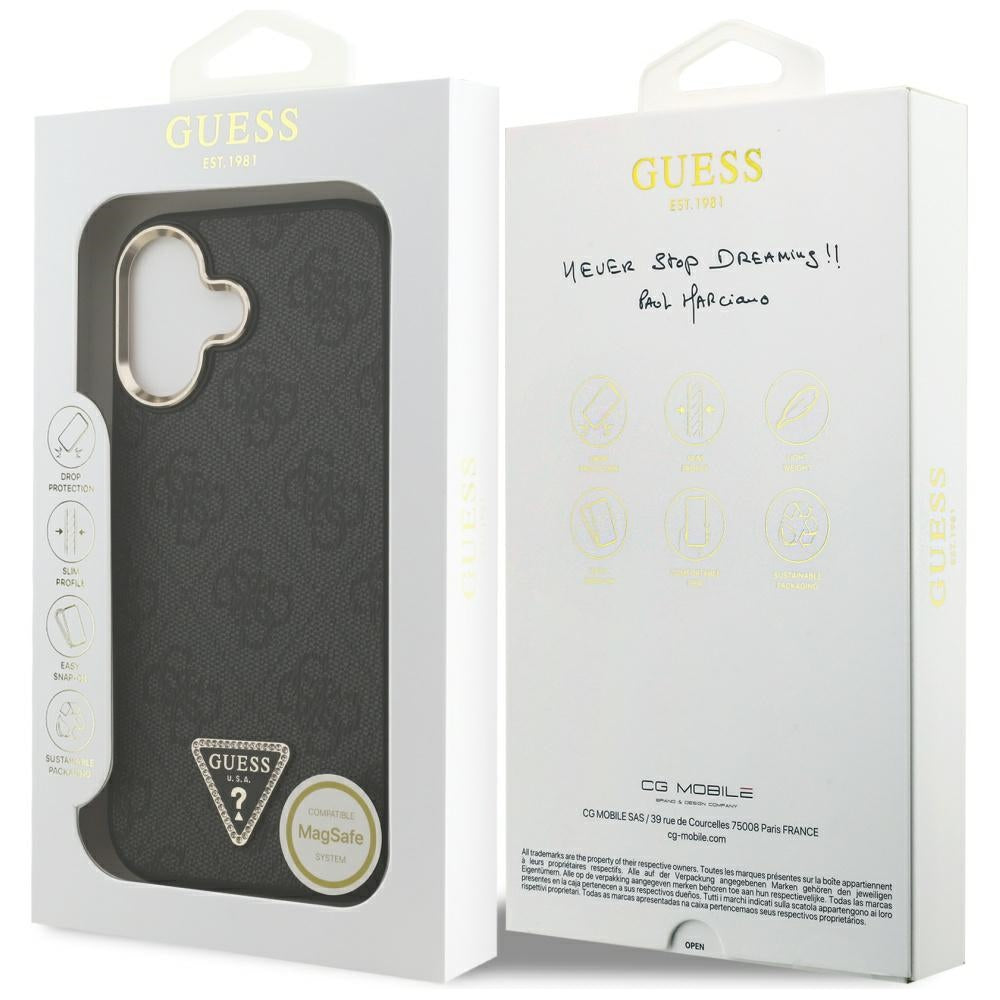 MagSafe-kotelo Apple iPhone 17:lle, Guess, 4G Triangle Diamond -logo, musta