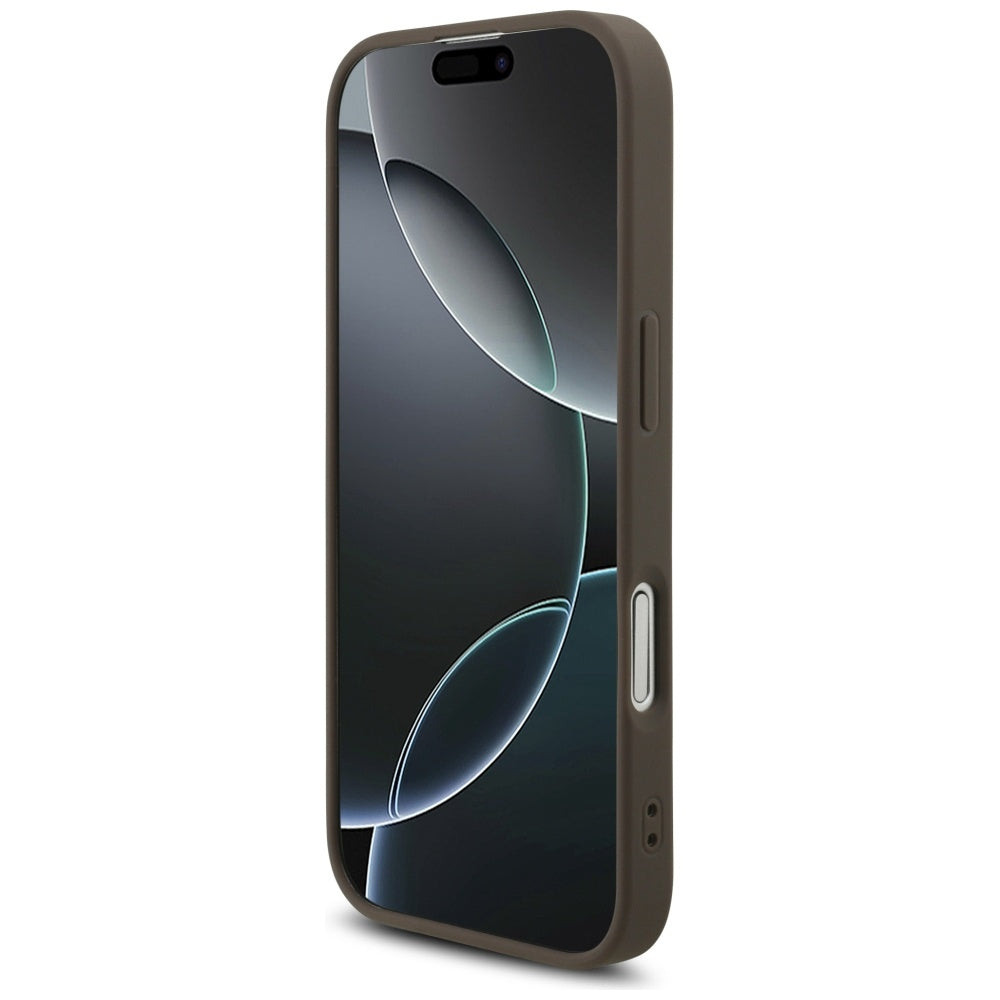 MagSafe-kotelo Apple iPhone 17:lle, Guess, 4G Triangle Logo Cord Strap, Ruskea