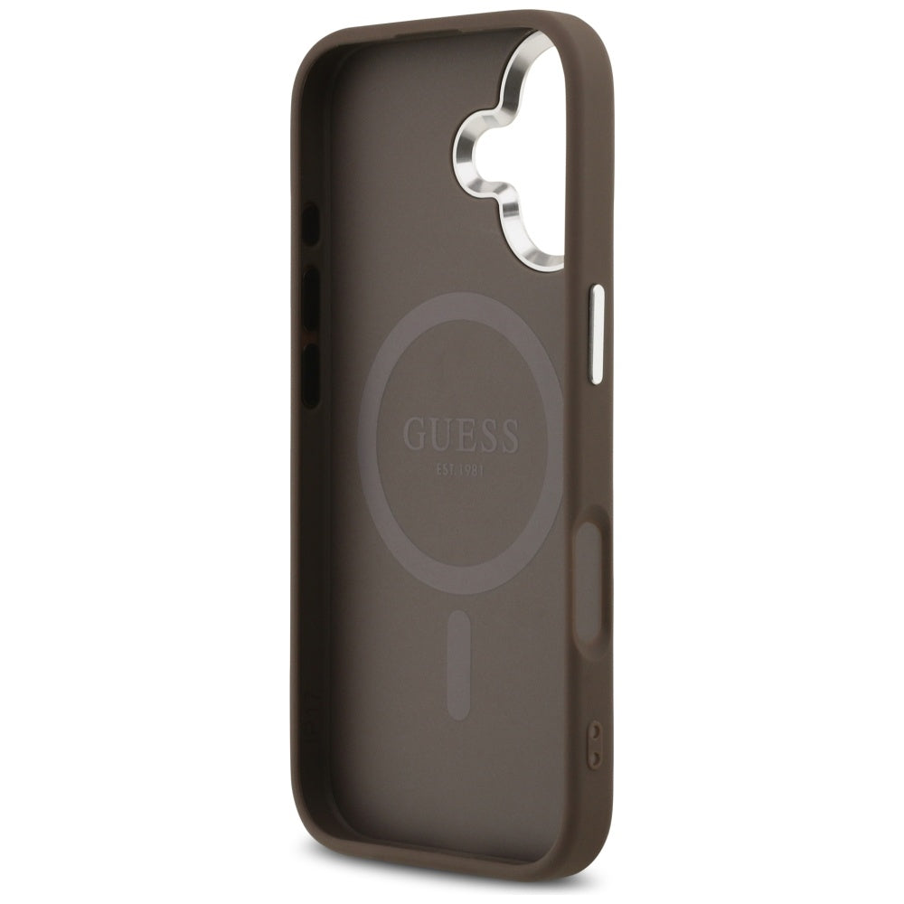 MagSafe-kotelo Apple iPhone 17:lle, Guess, 4G Triangle Logo, Hopeanruskea