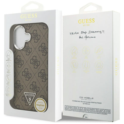 MagSafe-kotelo Apple iPhone 17:lle, Guess, 4G Triangle Logo, Hopeanruskea