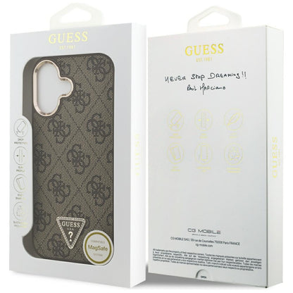 MagSafe-kotelo Apple iPhone 17:lle, Guess, 4G Triangle Logo, Kultainen Ruskea
