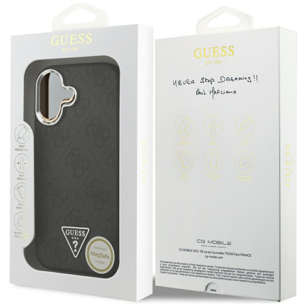 MagSafe-kotelo Apple iPhone 17:lle, Guess, 4G Triangle Logo, Musta Hopea