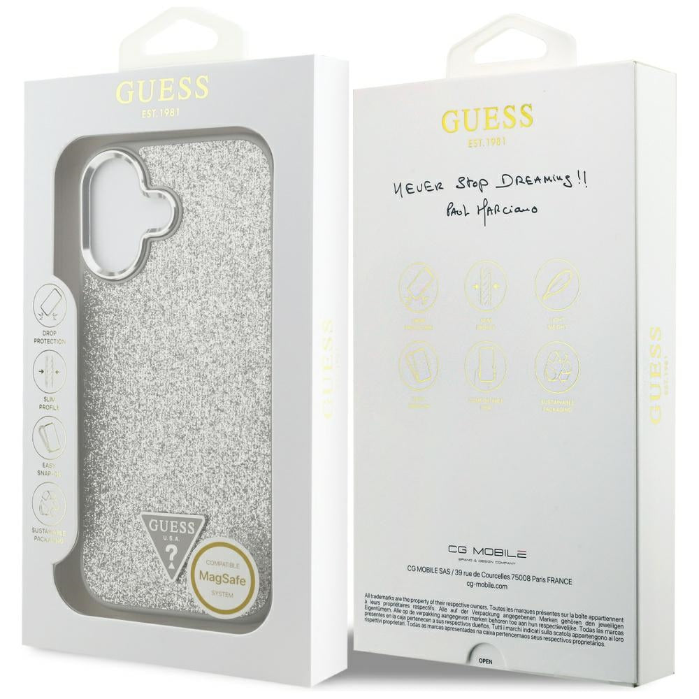 MagSafe-kotelo Apple iPhone 17:lle, Guess, Glitter Triangle Logo, Hopea