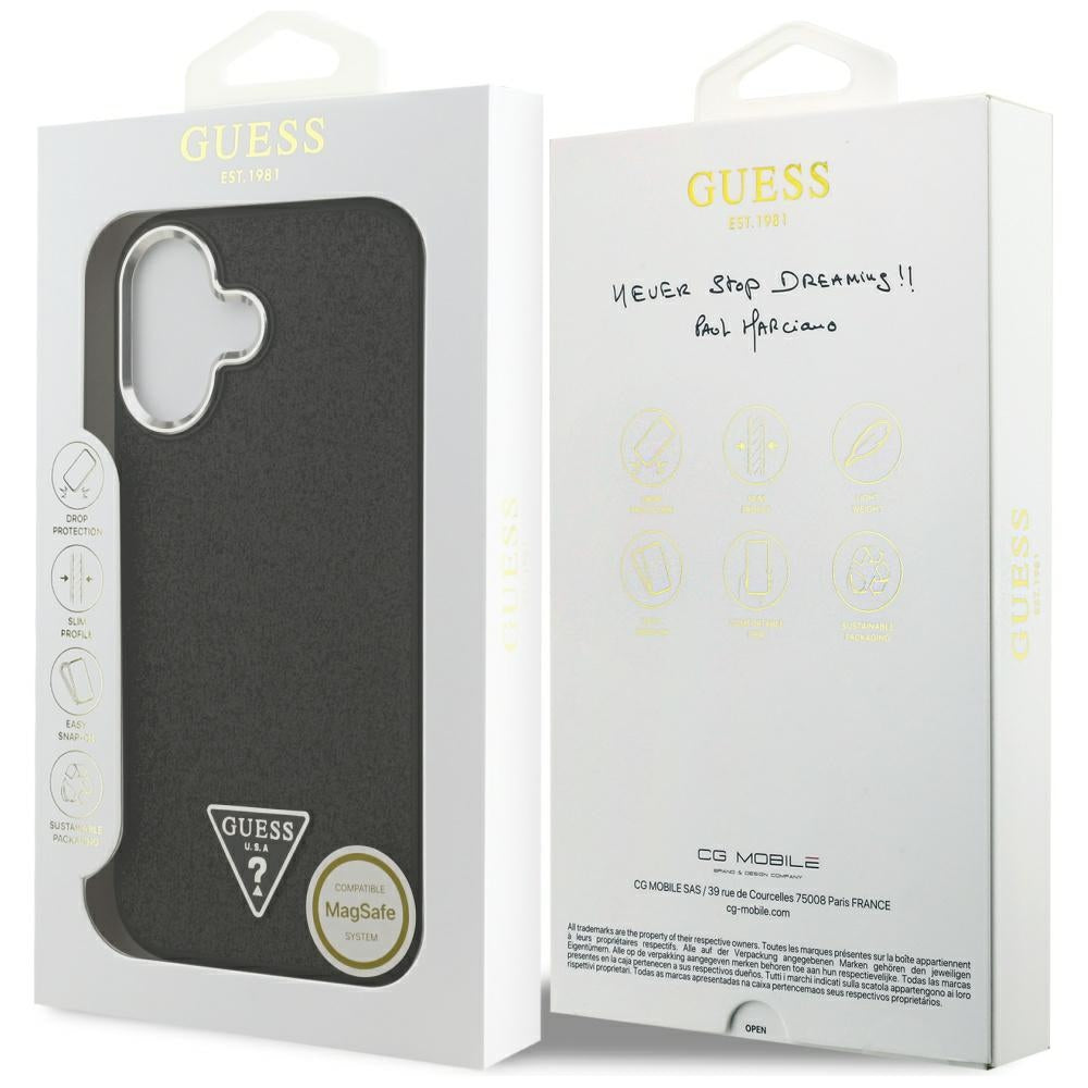 MagSafe-kotelo Apple iPhone 17:lle, Guess, Glitter Triangle Logo, Musta