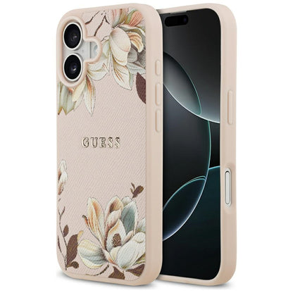 MagSafe-kotelo Apple iPhone 17:lle, Guess, Grained Flowers, Pinkki