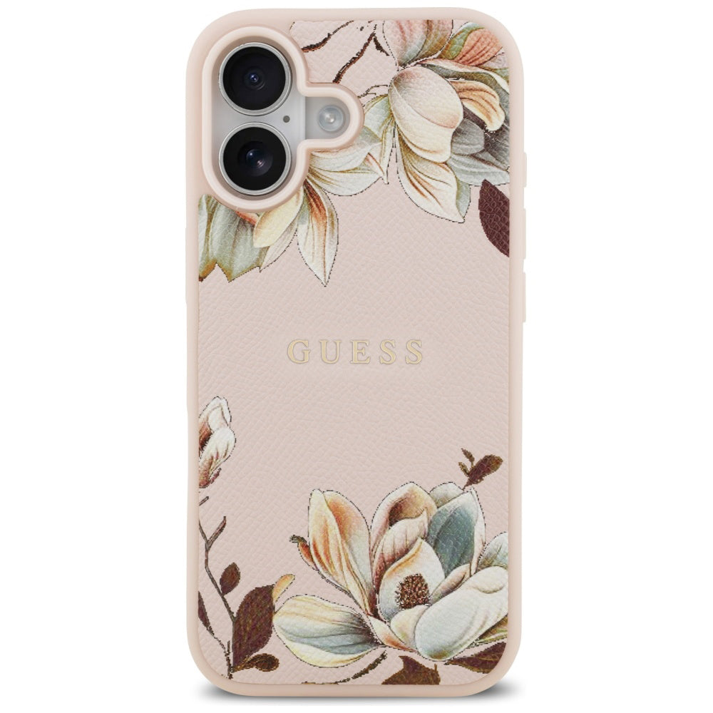 MagSafe-kotelo Apple iPhone 17:lle, Guess, Grained Flowers, Pinkki