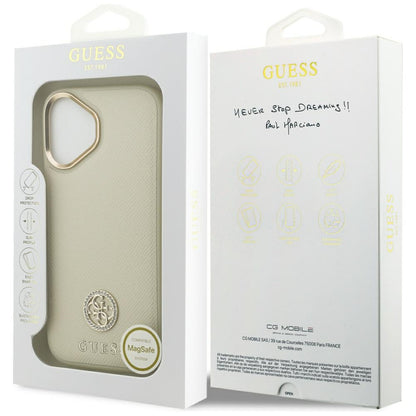 MagSafe-kotelo Apple iPhone 17:lle, Guess, Grained Strass Logo, Beige