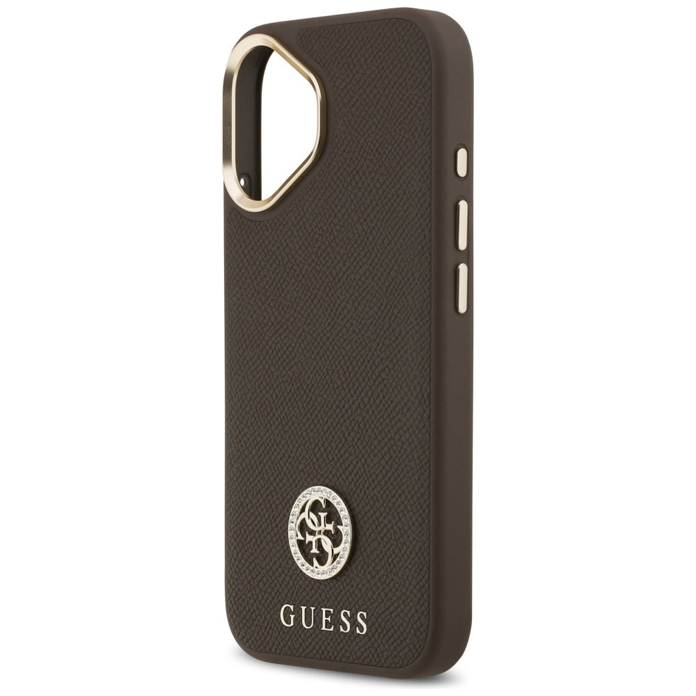 MagSafe-kotelo Apple iPhone 17:lle, Guess, Grained Strass Logo, Ruskea