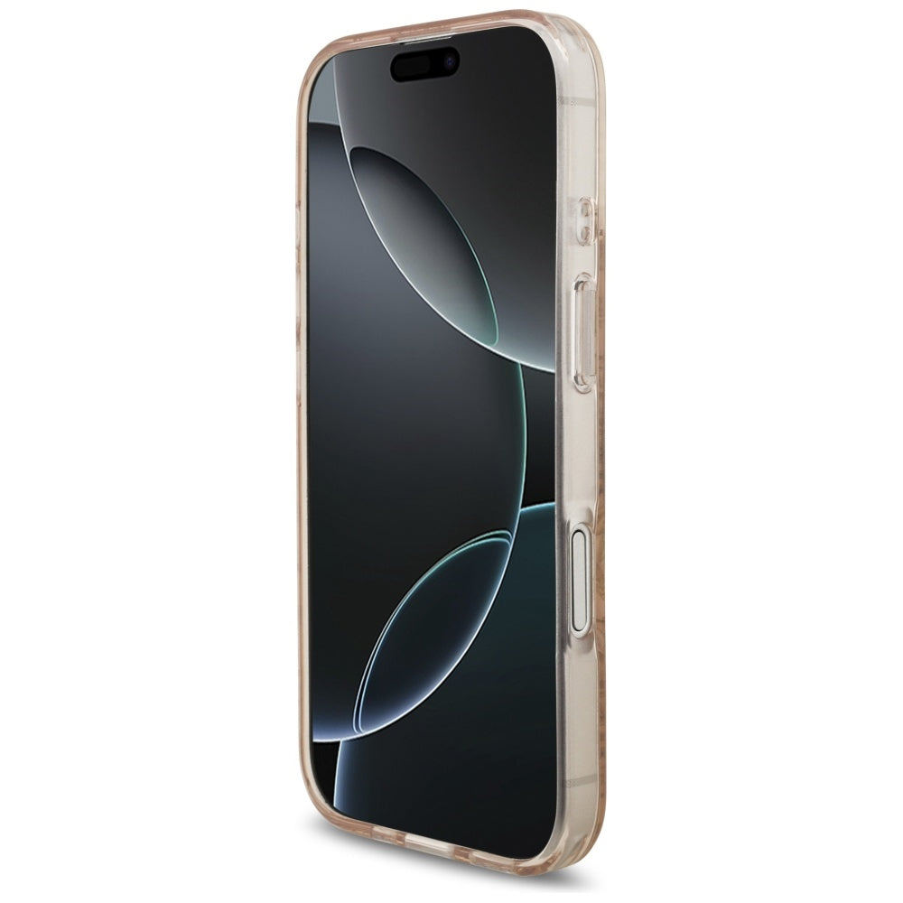 MagSafe-kotelo Apple iPhone 17:lle, Guess, IML Flowers Allover Electroplated with Pearl Strap, Musta