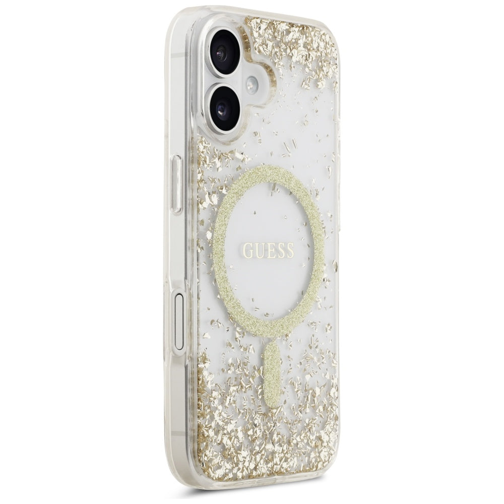 MagSafe-kotelo Apple iPhone 17:lle, Guess, Resin Bottom Glitter, Kultainen