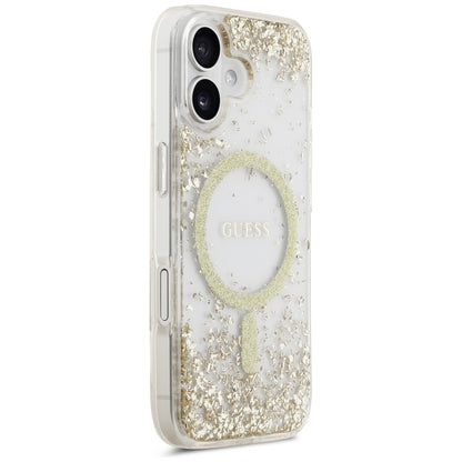 MagSafe-kotelo Apple iPhone 17:lle, Guess, Resin Bottom Glitter, Kultainen