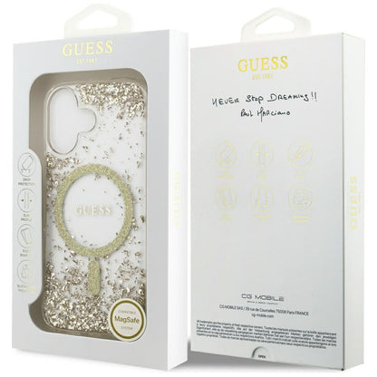 MagSafe-kotelo Apple iPhone 17:lle, Guess, Resin Bottom Glitter, Kultainen