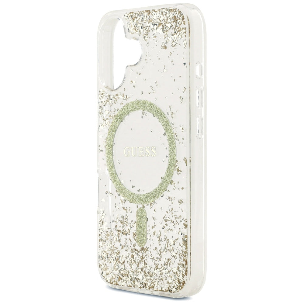 MagSafe-kotelo Apple iPhone 17:lle, Guess, Resin Bottom Glitter, Kultainen