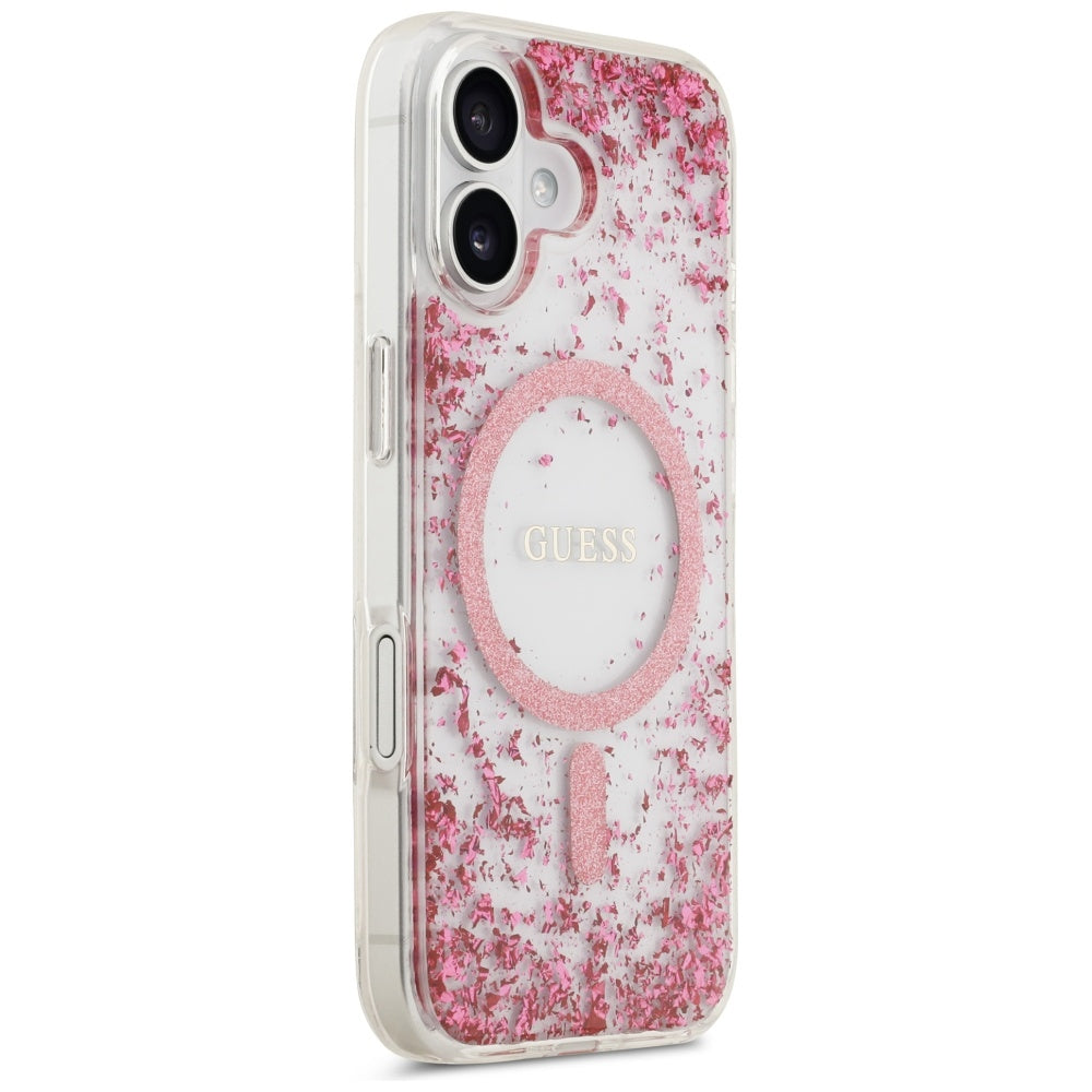 MagSafe-kotelo Apple iPhone 17:lle, Guess, Resin Bottom Glitter, Pinkki