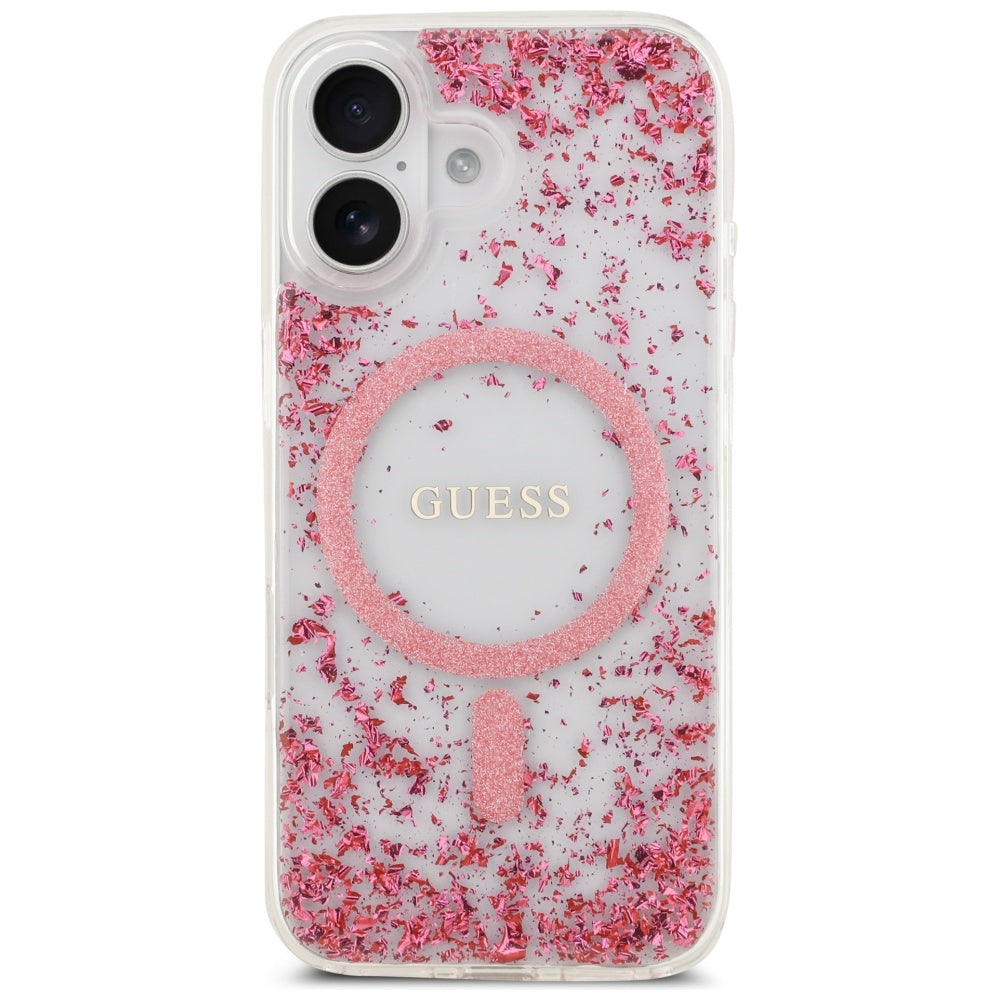 MagSafe-kotelo Apple iPhone 17:lle, Guess, Resin Bottom Glitter, Pinkki
