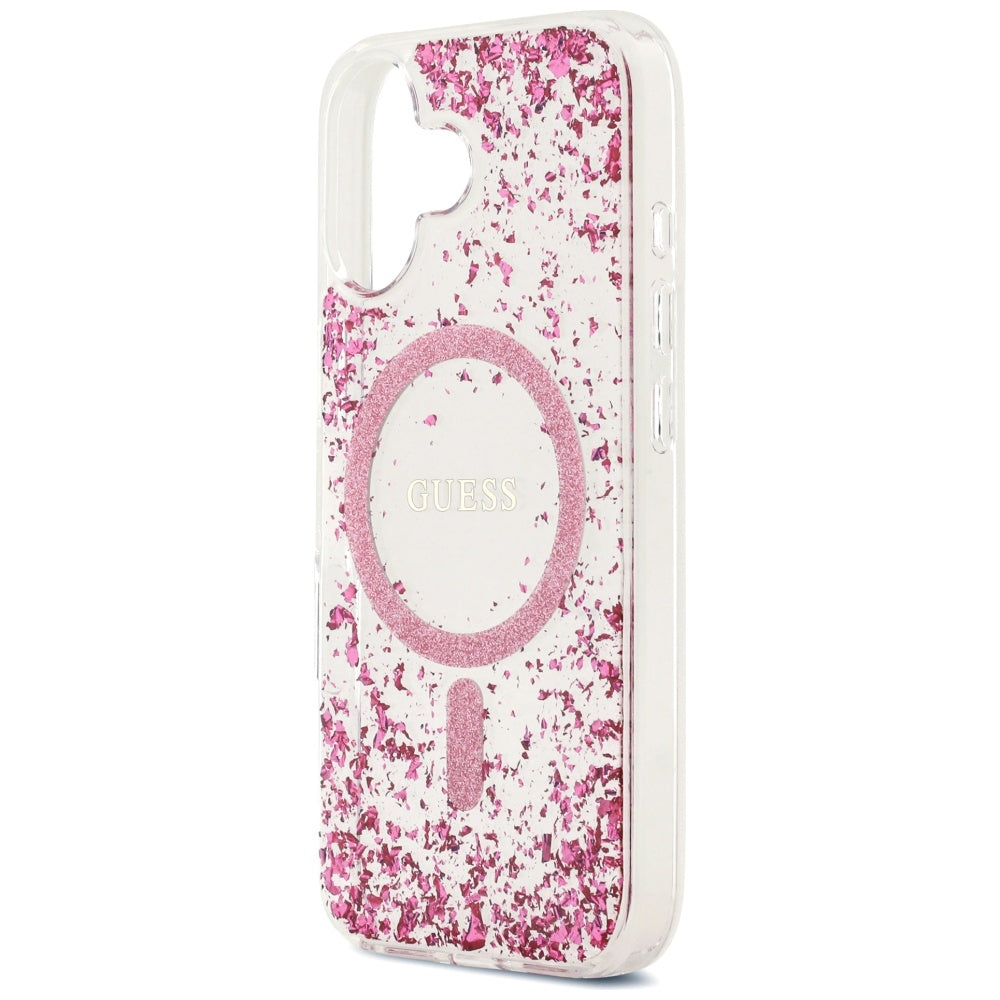 MagSafe-kotelo Apple iPhone 17:lle, Guess, Resin Bottom Glitter, Pinkki