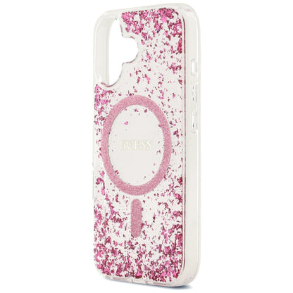 MagSafe-kotelo Apple iPhone 17:lle, Guess, Resin Bottom Glitter, Pinkki