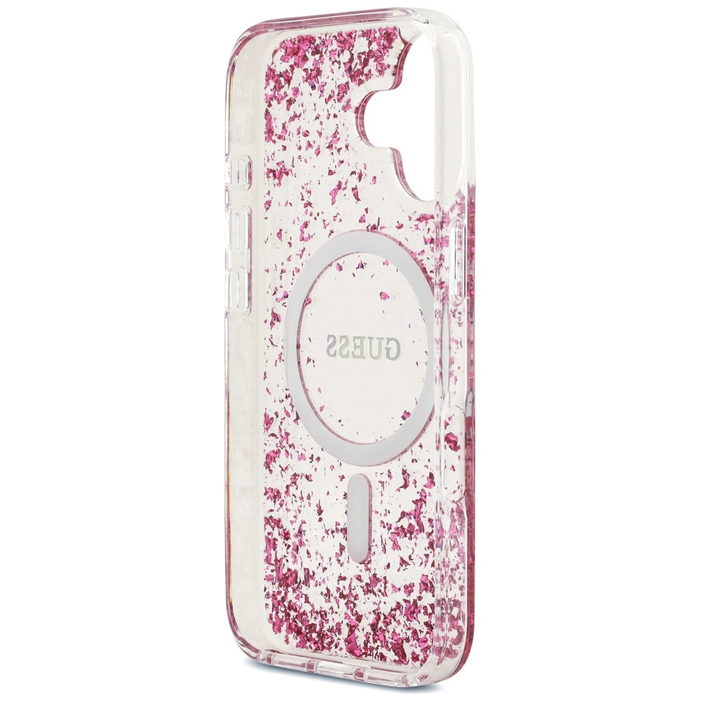 MagSafe-kotelo Apple iPhone 17:lle, Guess, Resin Bottom Glitter, Pinkki