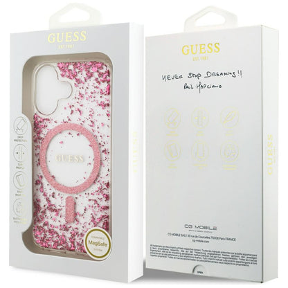 MagSafe-kotelo Apple iPhone 17:lle, Guess, Resin Bottom Glitter, Pinkki