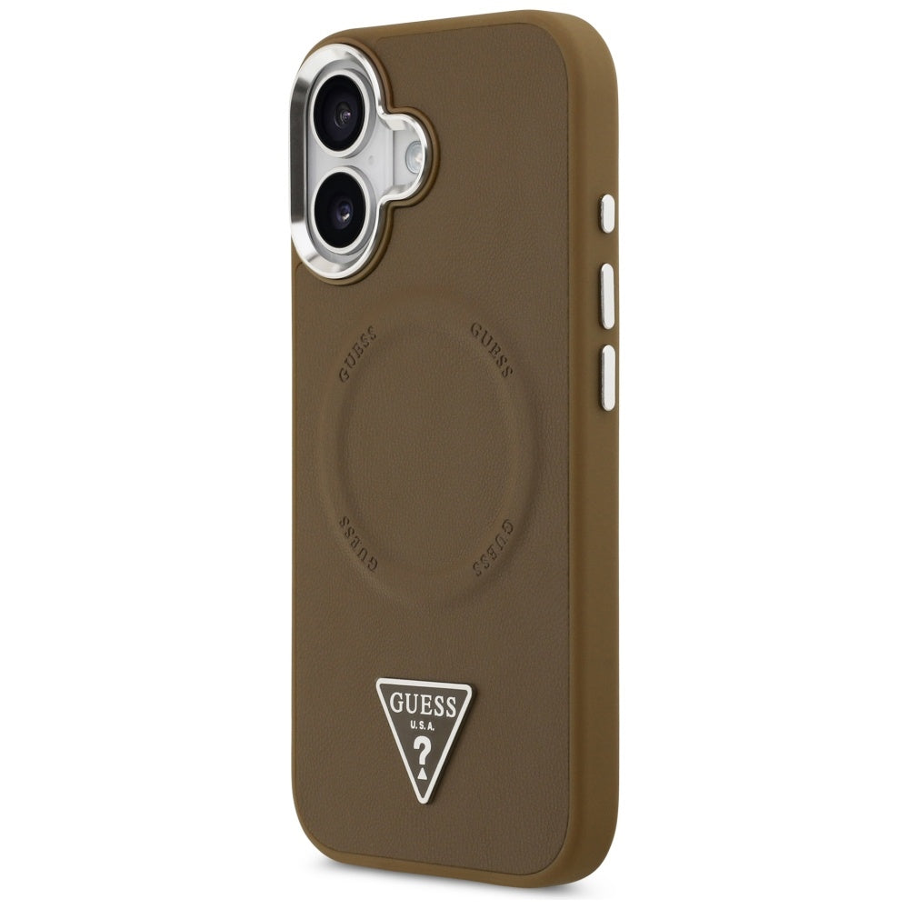 MagSafe-kotelo Apple iPhone 17:lle, Guess, Triangle Logo, Hopeanruskea