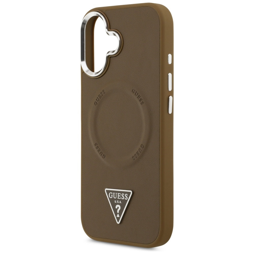 MagSafe-kotelo Apple iPhone 17:lle, Guess, Triangle Logo, Hopeanruskea