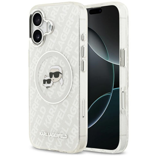 MagSafe-kotelo Apple iPhone 17:lle, Karl Lagerfeld, IML Glitter Karl & Choupette's Heads, Harmaa
