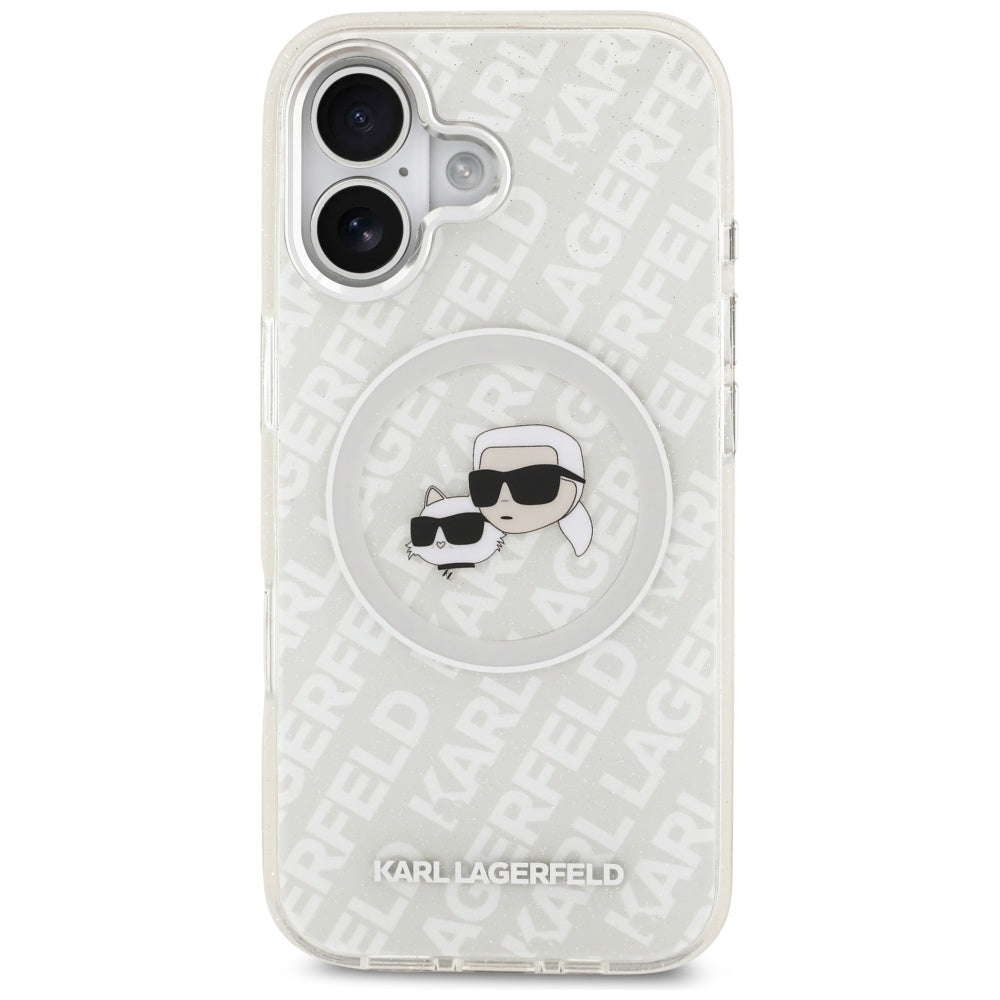 MagSafe-kotelo Apple iPhone 17:lle, Karl Lagerfeld, IML Glitter Karl & Choupette's Heads, Harmaa