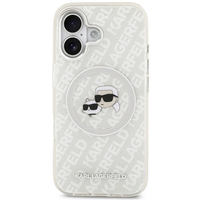 MagSafe-kotelo Apple iPhone 17:lle, Karl Lagerfeld, IML Glitter Karl & Choupette's Heads, Harmaa