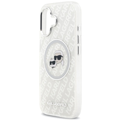 MagSafe-kotelo Apple iPhone 17:lle, Karl Lagerfeld, IML Glitter Karl & Choupette's Heads, Harmaa
