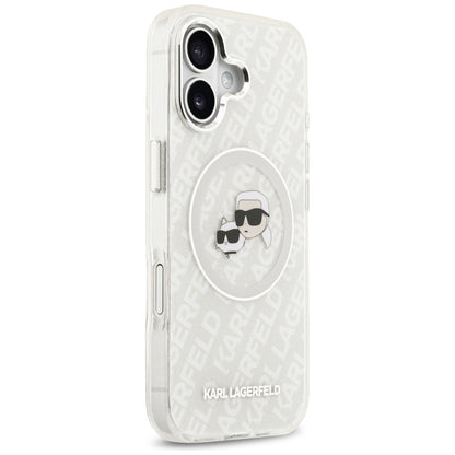 MagSafe-kotelo Apple iPhone 17:lle, Karl Lagerfeld, IML Glitter Karl & Choupette's Heads, Harmaa
