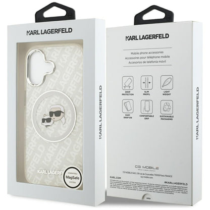 MagSafe-kotelo Apple iPhone 17:lle, Karl Lagerfeld, IML Glitter Karl & Choupette's Heads, Harmaa