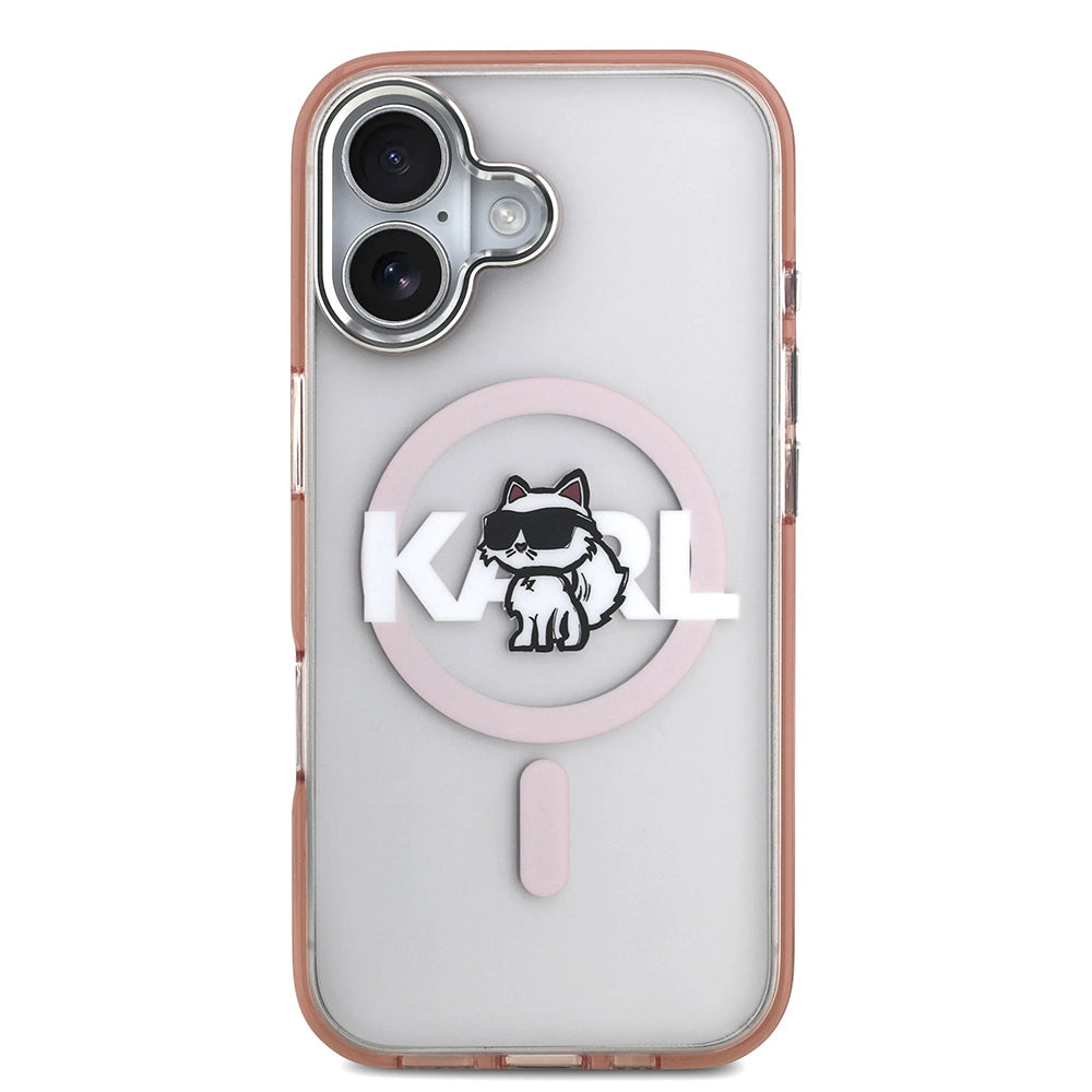 MagSafe Case for Apple iPhone 17, Karl Lagerfeld, IML Sketch Logo Choupette, Pink