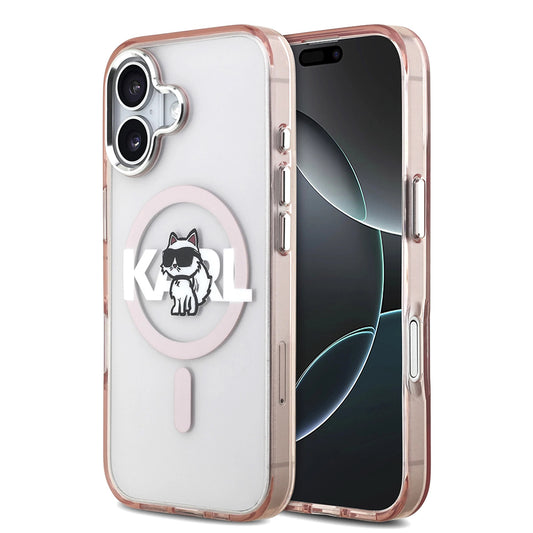MagSafe-kotelo Apple iPhone 17:lle, Karl Lagerfeld, IML Sketch Logo Choupette, Pinkki