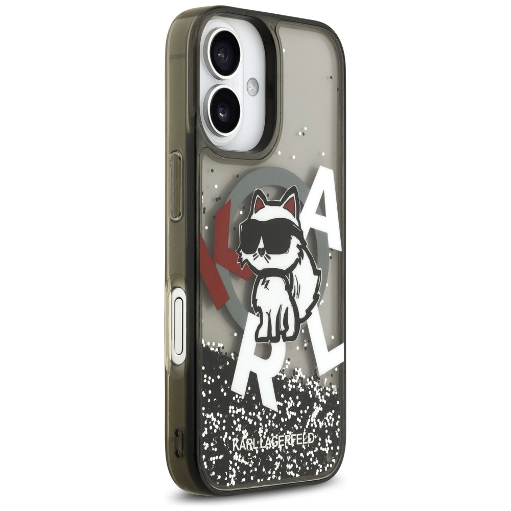 MagSafe-kotelo Apple iPhone 17:lle, Karl Lagerfeld, Liquid Glitter Logo Choupette, Musta