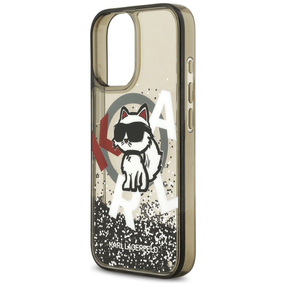 MagSafe-kotelo Apple iPhone 17:lle, Karl Lagerfeld, Liquid Glitter Logo Choupette, Musta
