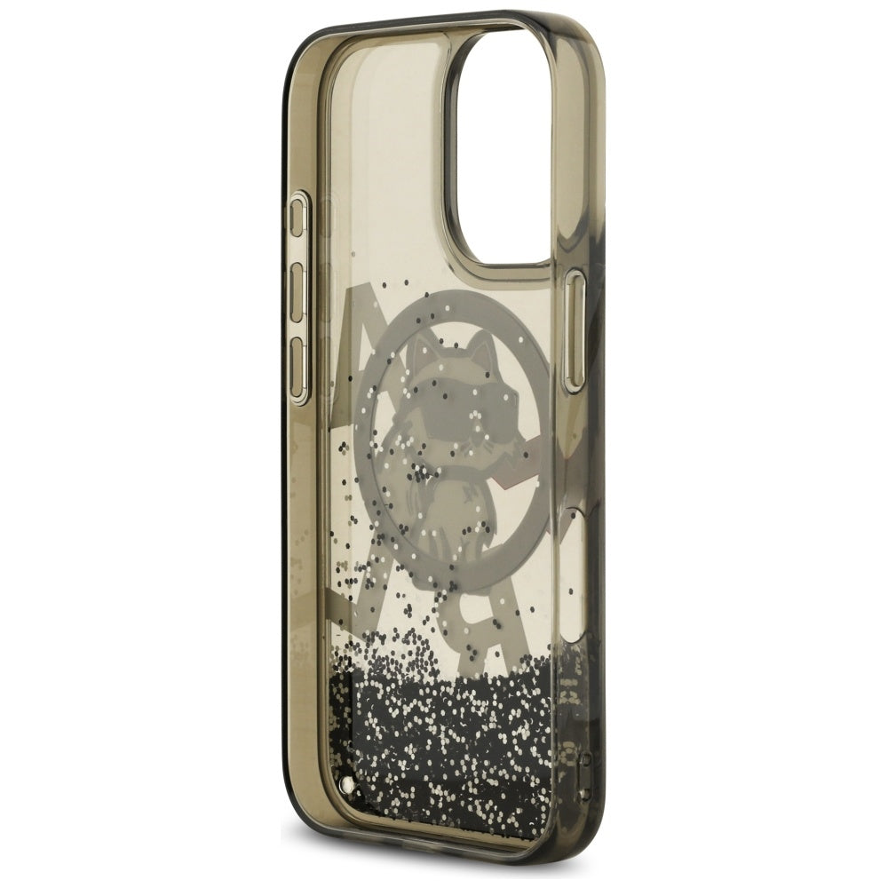 MagSafe-kotelo Apple iPhone 17:lle, Karl Lagerfeld, Liquid Glitter Logo Choupette, Musta