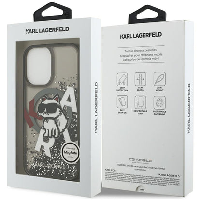 MagSafe-kotelo Apple iPhone 17:lle, Karl Lagerfeld, Liquid Glitter Logo Choupette, Musta