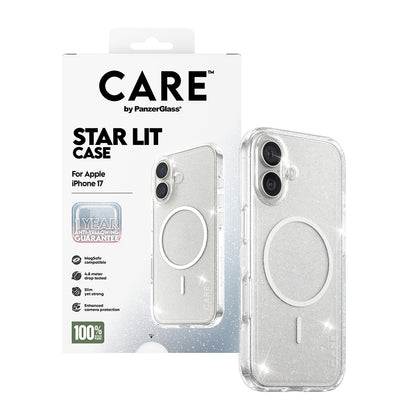 MagSafe-kotelo Apple iPhone 17:lle, PanzerGlass, Care Urban Explorer Star Lit, Valkoinen Läpinäkyvä